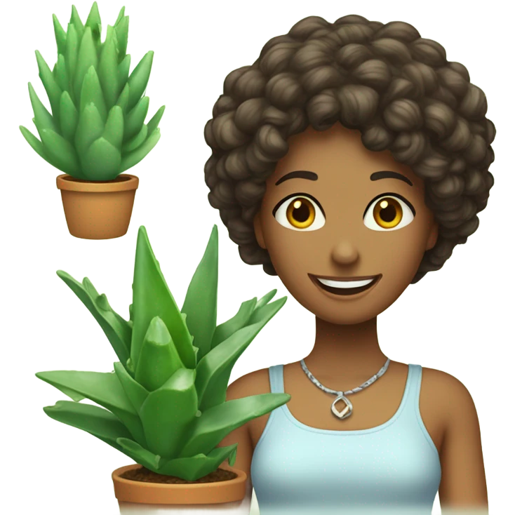 bella donna con pianta di aloe emoji