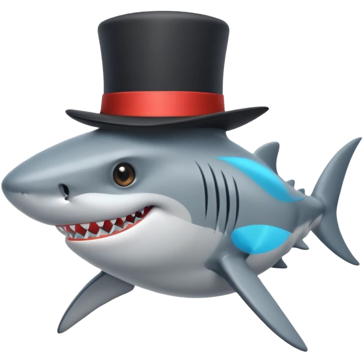 Shark with a top hat emoji