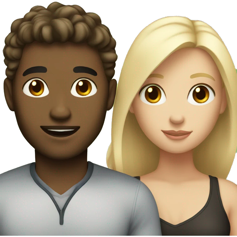 Fair skinned woman with dark brown hair and her fair skinned blonde boyfriend  emoji