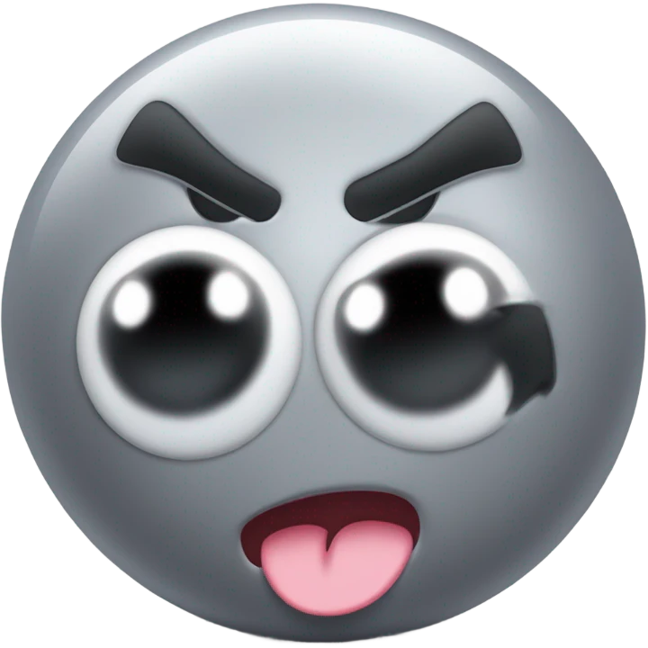 Metal cute Kirby bubble Gray ball driving on car wheels with mad eyebrows  emoji