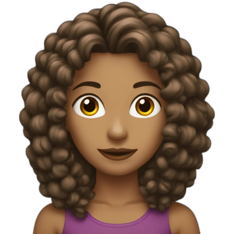 Rulos pelo largo mujer castaña emoji