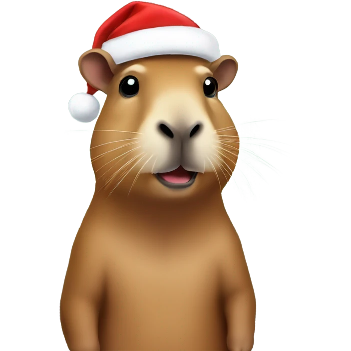 Capybara with a Santa hat emoji