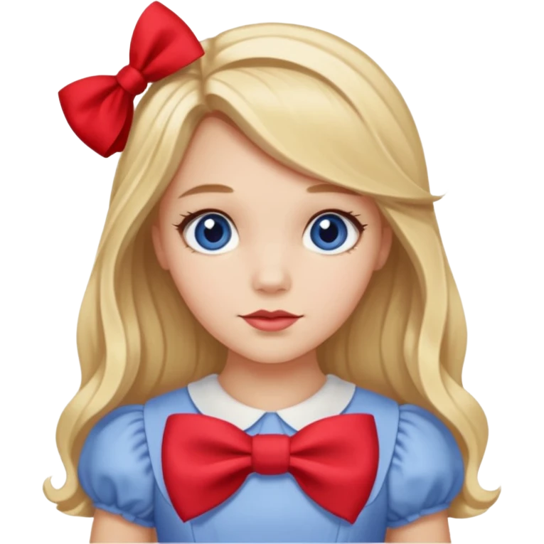 Dorothy Gale from The Land of Oz with long blonde hair, periwinkle outfit, red bow emoji