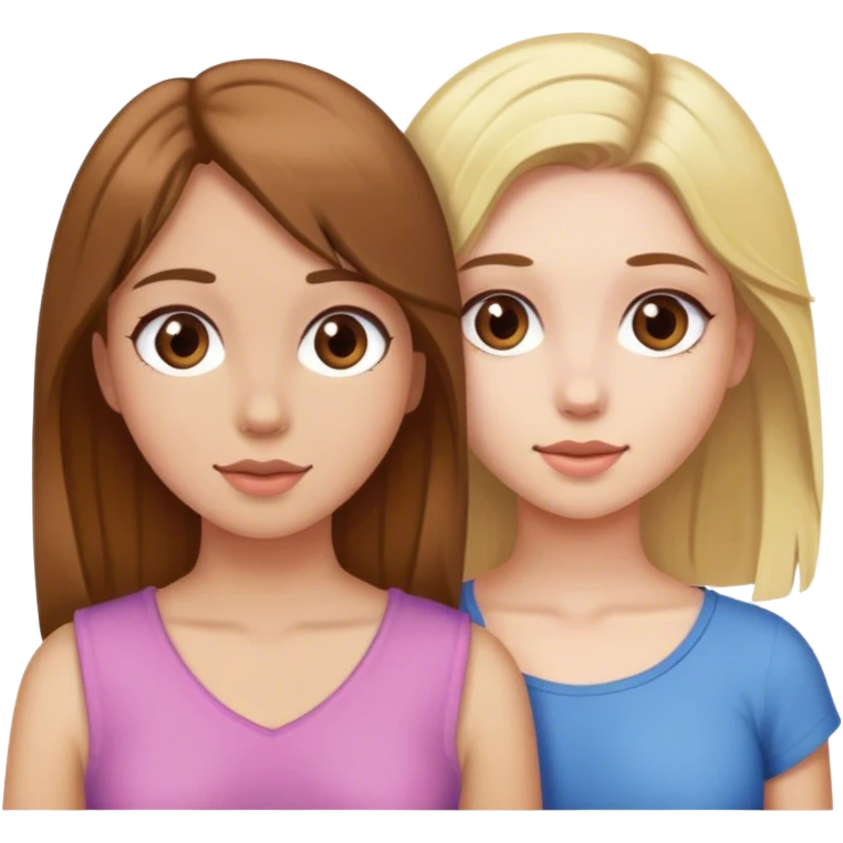A girl with brown hair and her best friend with blonde hair emoji