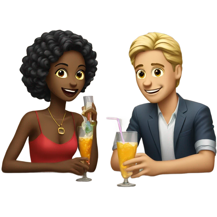 boys enjoying drinks at bar with pretty woman emoji