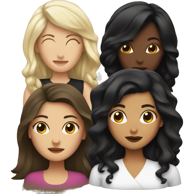 Women, black hair, kissing another woman emoji