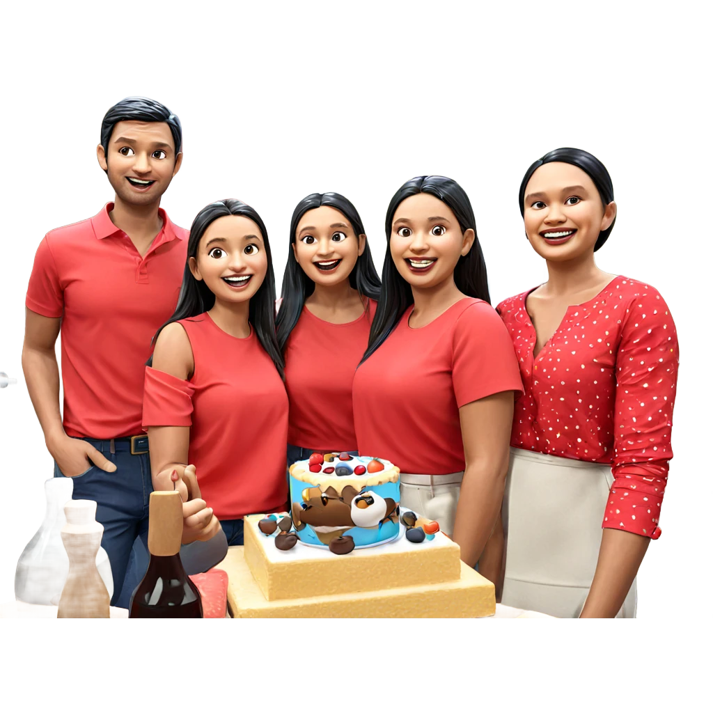 friends enjoying cake time emoji