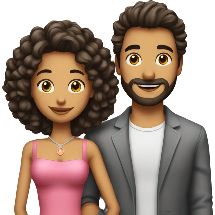 Pareja de chico de pelo rizado y chica pelinegra emoji