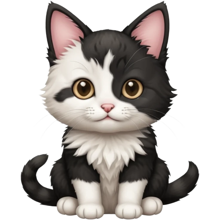 a sitting black and white and rad kitten emoji
