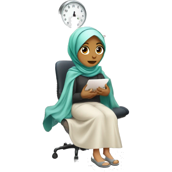 Hijabi girl sick with stomach cramps in doctors office  emoji