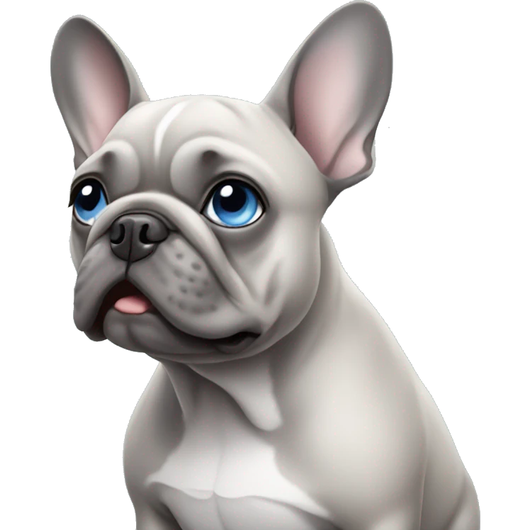 Grey french bulldog with blue eyes emoji