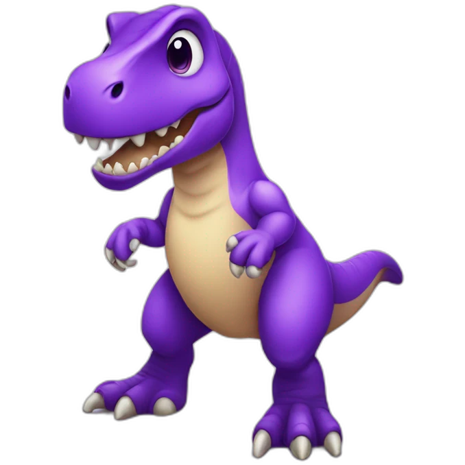 Cute purple t-rex saying "GNIII" emoji
