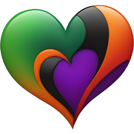 Heart, with red, purple, black, green, and orange swirl emoji