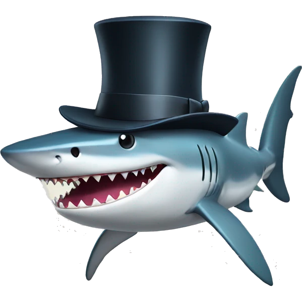 Shark with a top hat emoji