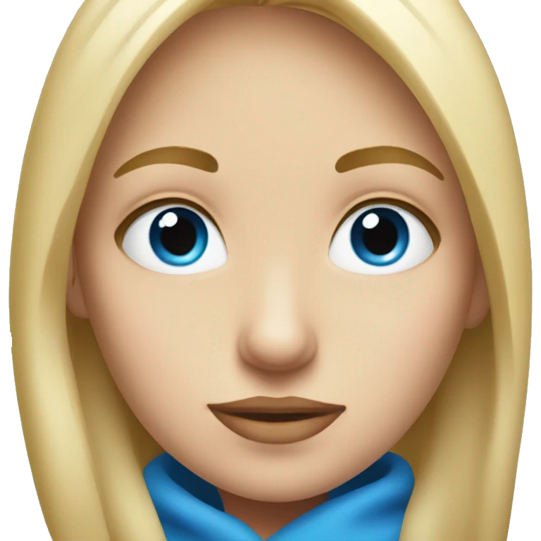 blonde girl portrait looking forward blue eyes emoji