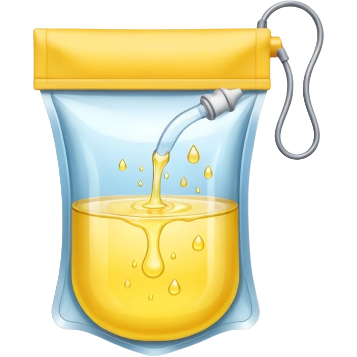 drainage bag with light yello luquid emoji