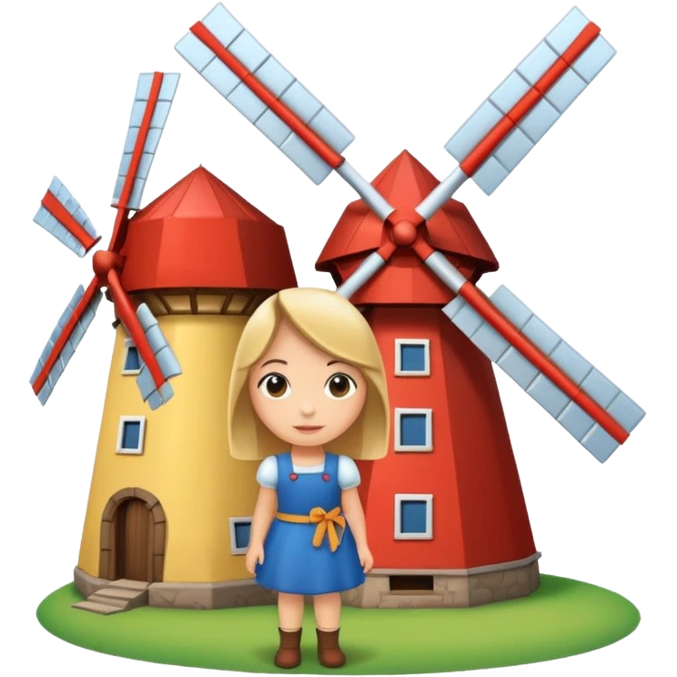 Dutch windmill with cute girl emoji