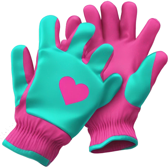 Realistic metallic hot pink and turquoise work gloves isolated.  emoji