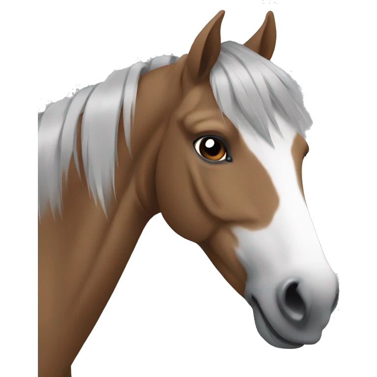 A brown/white horse wearing a grey t-shirt emoji