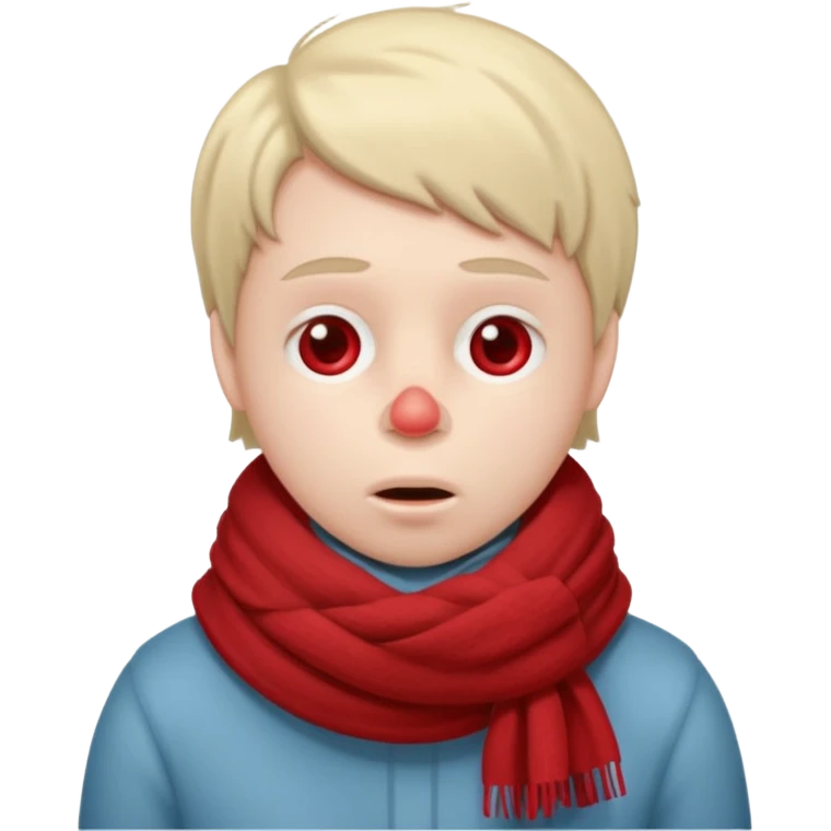 плюшеве личко, шарф до носа, тремтіння, температура, червоний ніс, хвороба emoji