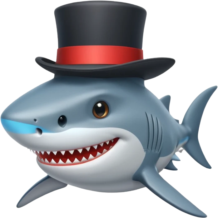 Shark with a top hat emoji
