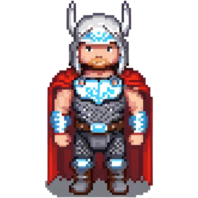 friendly thor superhero with red cape for children emoji