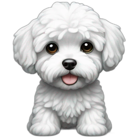 Maltipoo, black and white emoji
