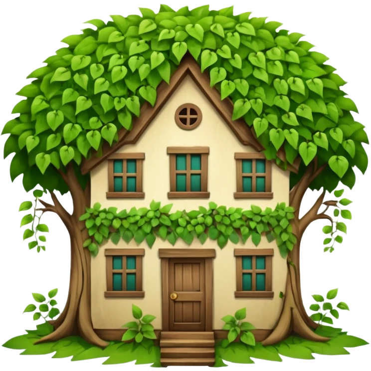 house covered by tree emoji