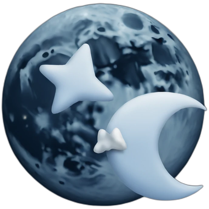 A dark blue moon with a small white bow on the right side emoji