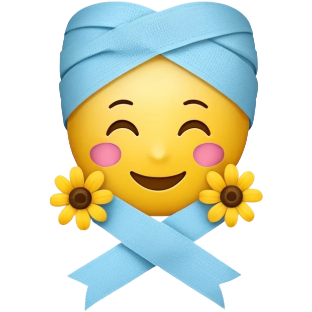 Cheerful get well soon emoji with flowers and a bandage emoji