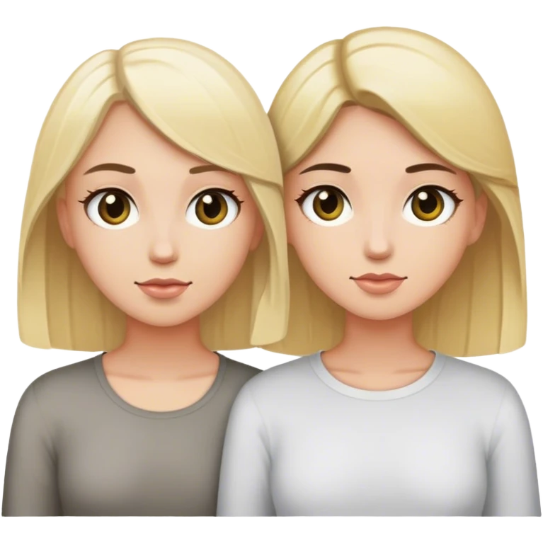 Dos amigas una rubia ojos claro y otra morena pelo corto emoji