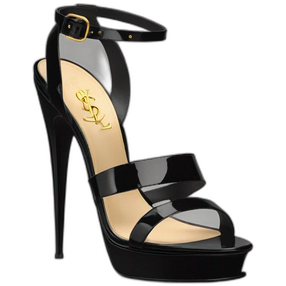 YSL TRIBUTE heels SANDAL black PATENT LEATHER emoji