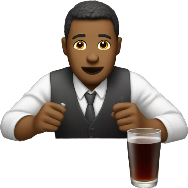 Drinking at desk emoji