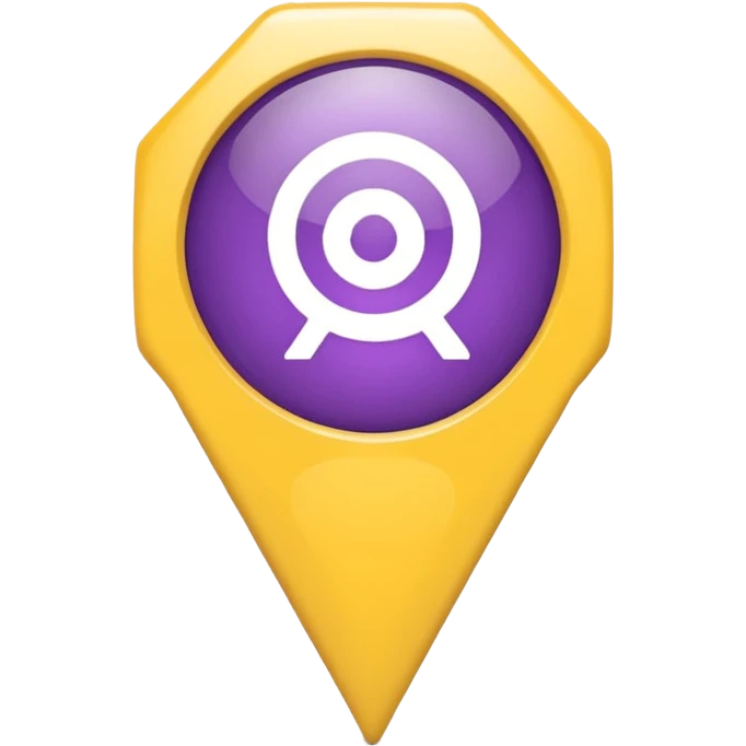 simple, minimalistic yellow (hex#FFD008) and purple (hex#8C52FF) icons of a pin location emoji