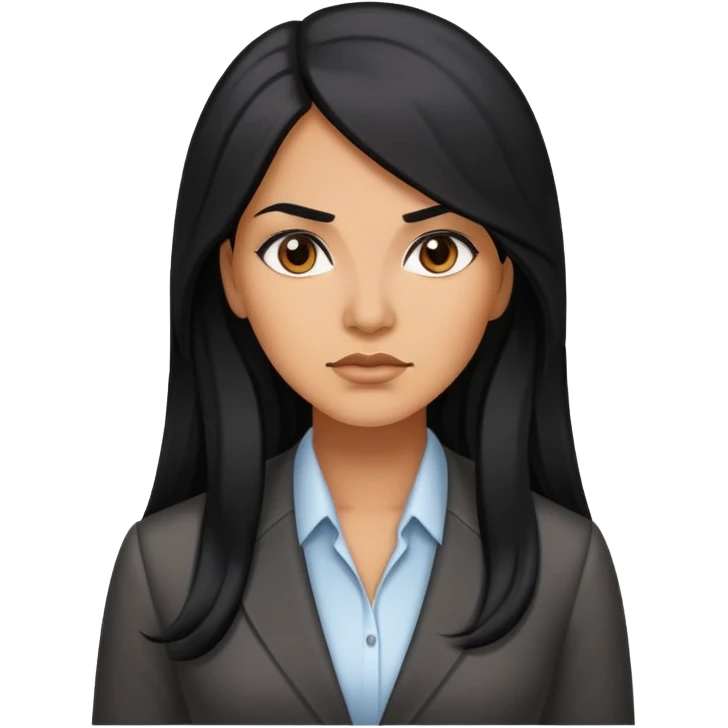 Hispanic business woman with long hair, determined emoji