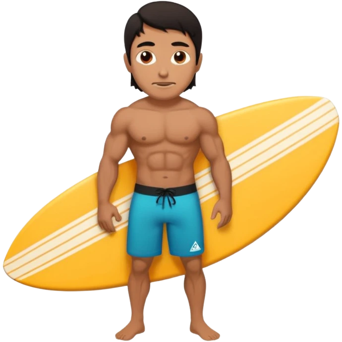 Dark haired muscular Mexican surfer emoji