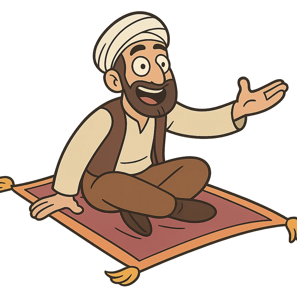 personnage arabe sur un tapis volant emoji