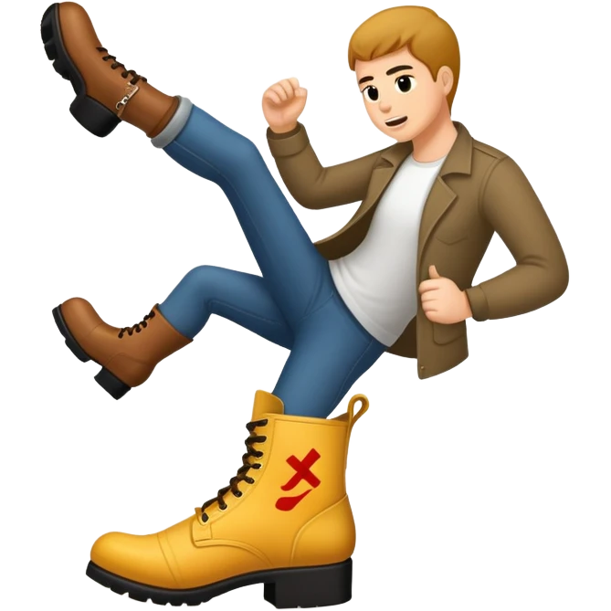 Boot kicking with a text "Get 2 Fuck" emoji