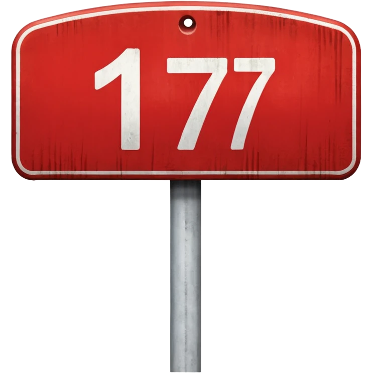 Représente moi une borne kilométrique rouge et blanche avec le chiffre 7. le bas est un rectangle blanc et le haut est en demi cercle rouge ayant la même largeur que le rectangle blanc. emoji