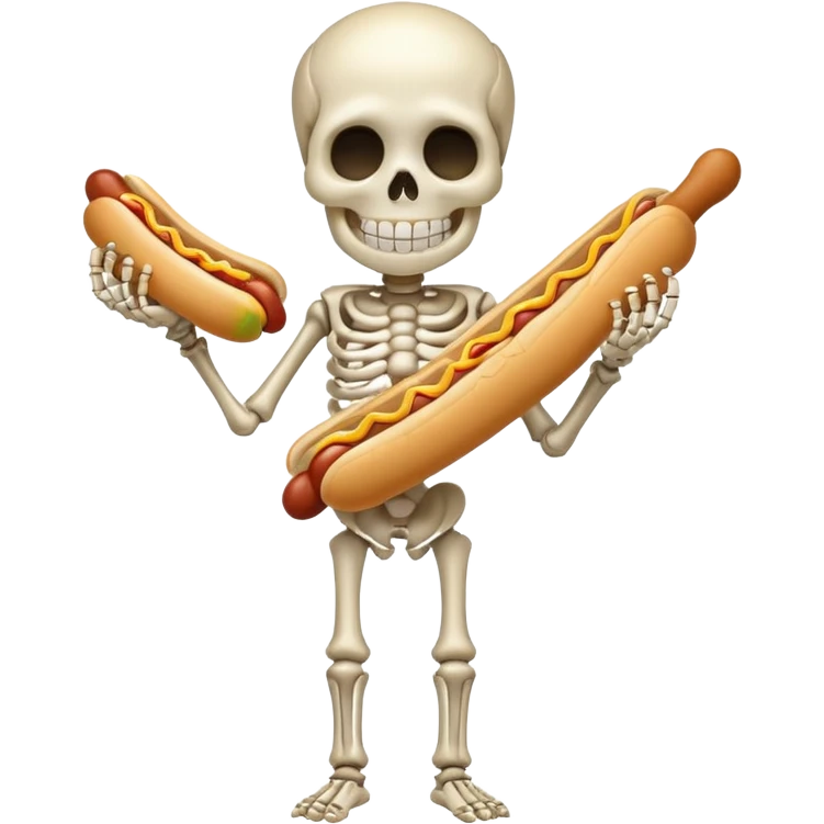 kid skeleton holding hot dog emoji