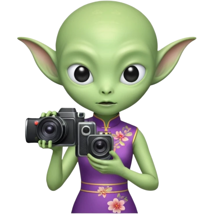 cheongsam ancient alien with camera emoji