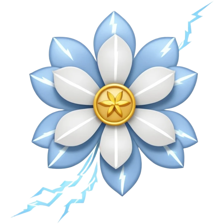 white sakura flower with a bow and lightning bolt pattern petals emoji