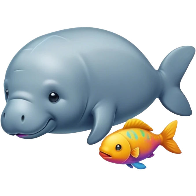 manatee and a little fish emoji