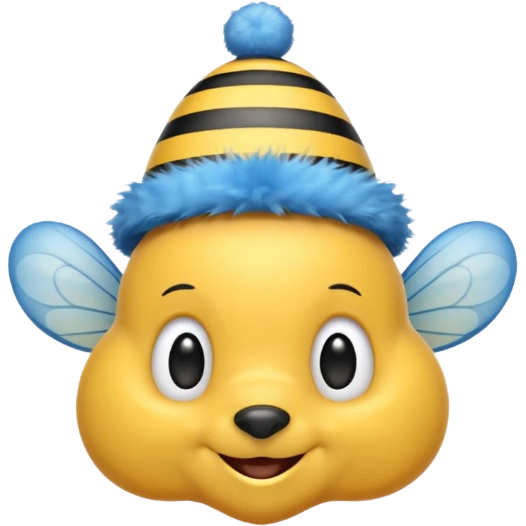 
Bees with blue Birthday Hat, Happy bee with striped party hat emoji