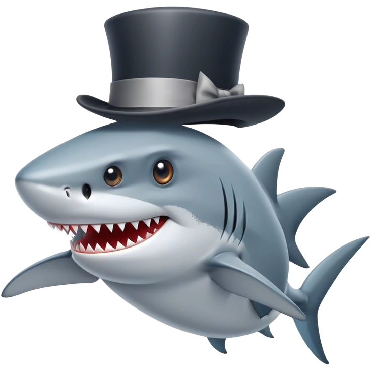 Shark with a top hat emoji