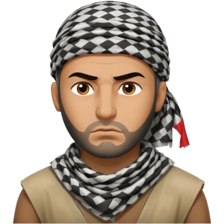 an angry Iraqi, in profile, chest-high emoji