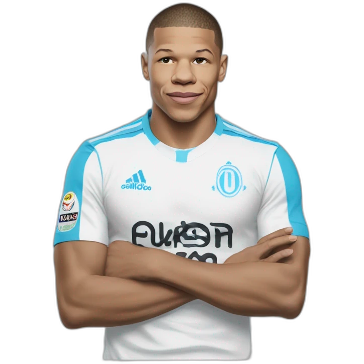 Mbappé avec un t shirt de Marseille emoji