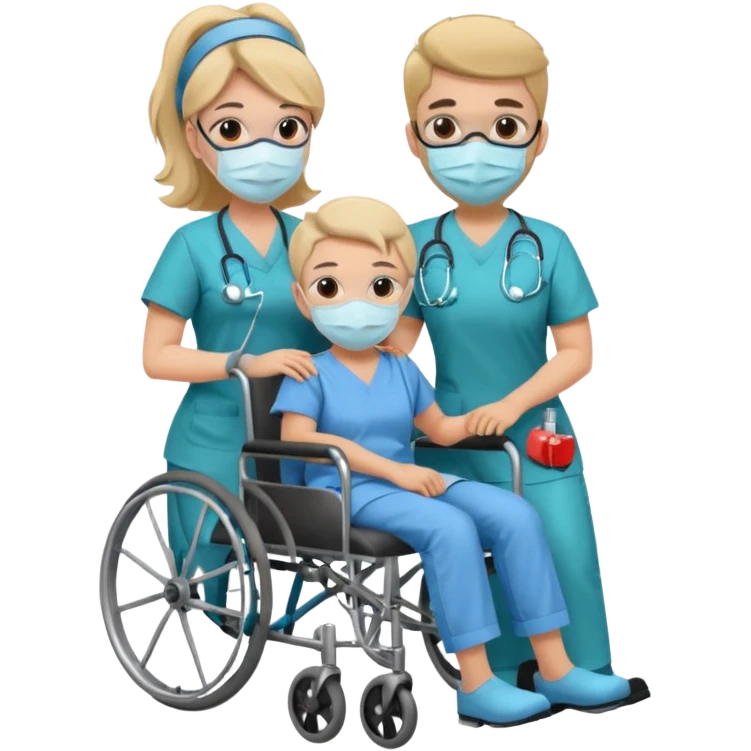a nurse is taking care of a person in wheelchair emoji