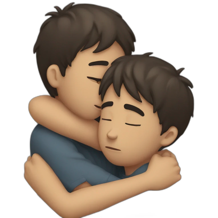 depressed sad boys huging eachother emoji