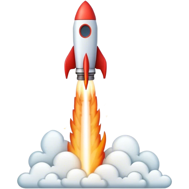 Minimalist emoji of a growth graph ending with a small rocket taking off emoji
